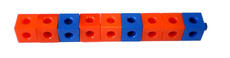 A line of nine cubes. The pattern of two red cubes and one blue cube is repeated three times.
